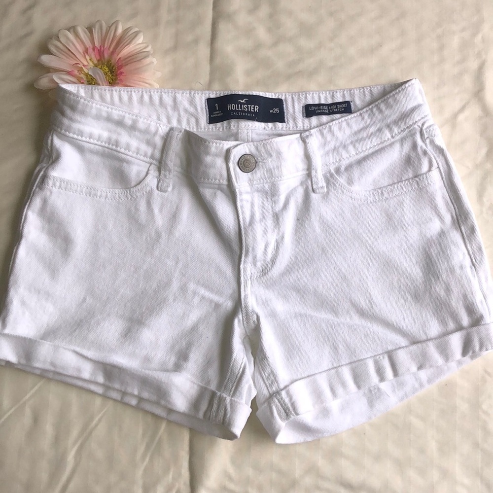 Hollister white denim shorts